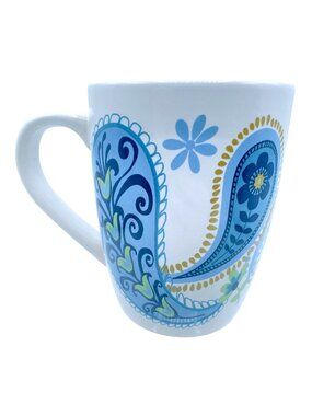 Royal Norfolk Paisley Coffee Mug Blue Green Floral Ceramic Cup